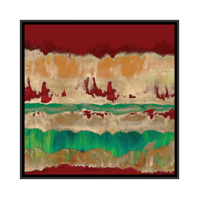 « wholeheartedly », reproduction d’art sur toile tendue en rouge, H 37 po x l 37 po x P 1,5 po, Toile avec cadre noir
