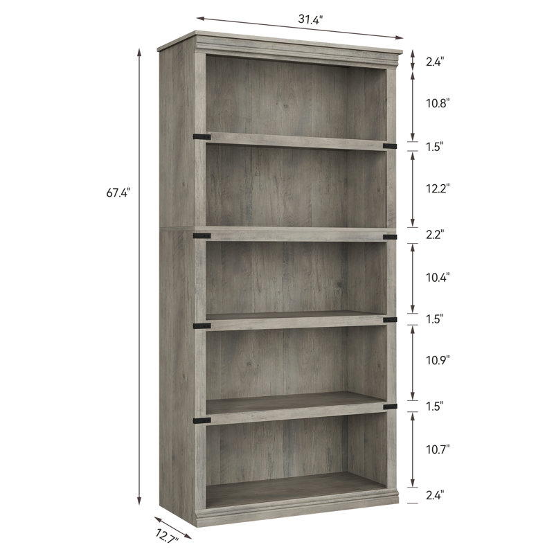 5-shelf Bookcase, Gray