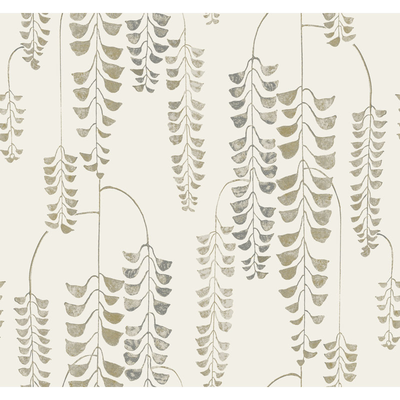 Rouleau de papier peint Deco Wisteria L 27 pi x l 27 po, Crème / doré