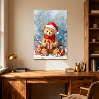 Christmas Teddy Bear Christmas Gift Snow Scene