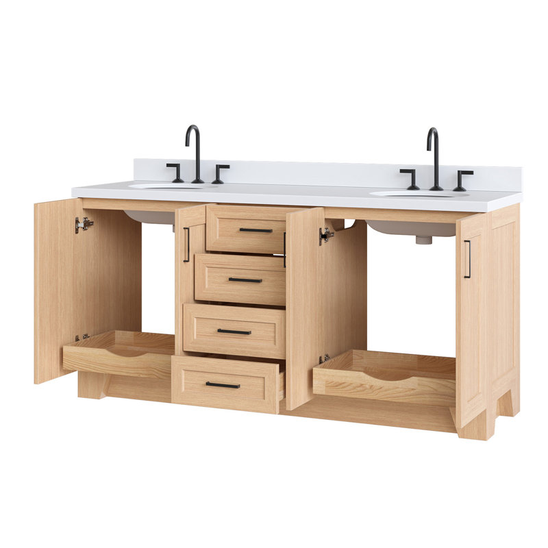 73 IN.  Single Bathroom Vanity, Oval,  White Quartz, Vintage Green