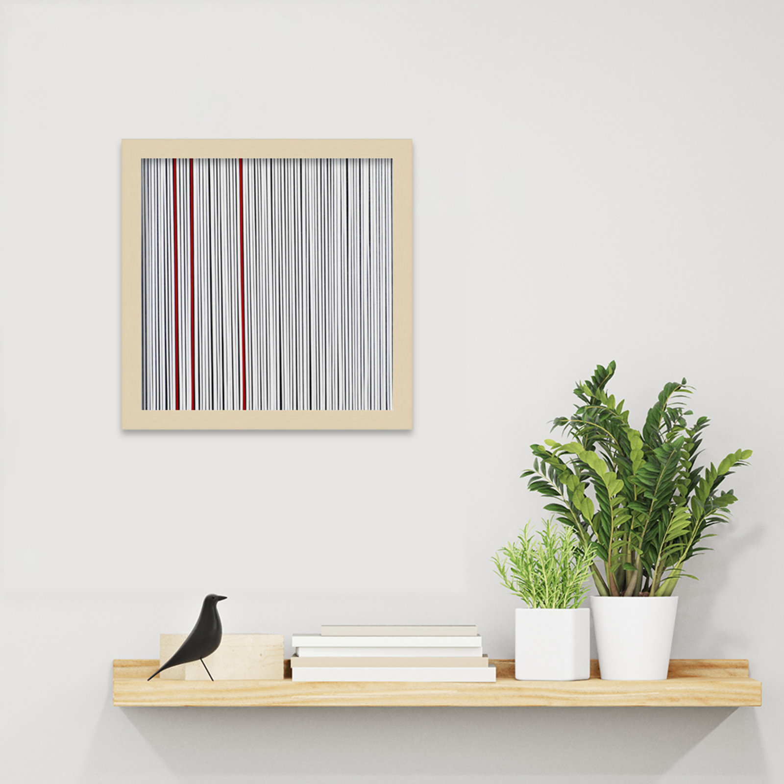 Mostly White Print by Alex Dunn, Brown, 13" H x 13" W x 1" D