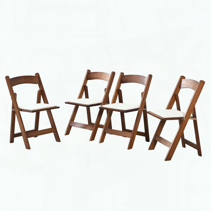 Ensemble de chaises pliantes rembourrées peu encombrantes avec tablette en noyer, Blanc, Brun