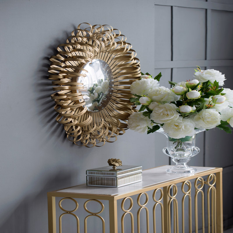 Miroir décoratif rétro en métal doré pour une chambre à coucher, un vestiaire, un couloir ou un espace de vie
