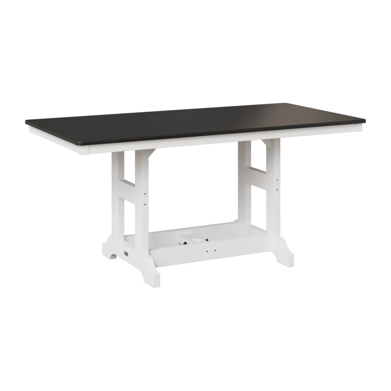 Table de salle à manger rectangulaire Berlin Garden, Blanc, Noir martelé, H 30,87 po x l 66 po x P 33 po
