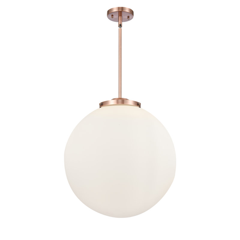 Luminaire suspendu sphère 3 lumières Frederick, H 19 po x l 18 po x P 18 po, Blanc, Rose