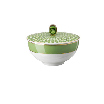 Swarovski Signum - Rice Bowl W/Lid 11 Oz 4 3/4 In Fern Green