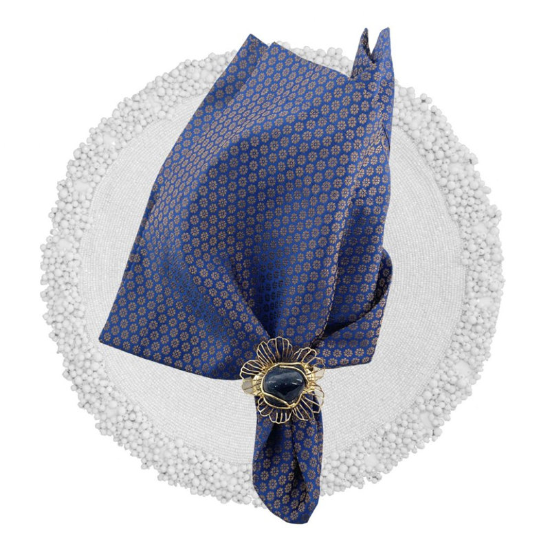 Poppy Napkin, Navy/Brown