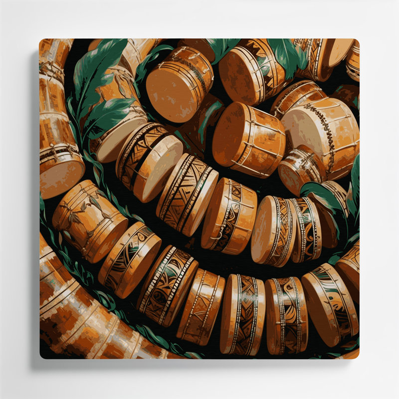 Hawaiian Hawaiian Drums, art mural en métal brun, H 12 po x l 12 po