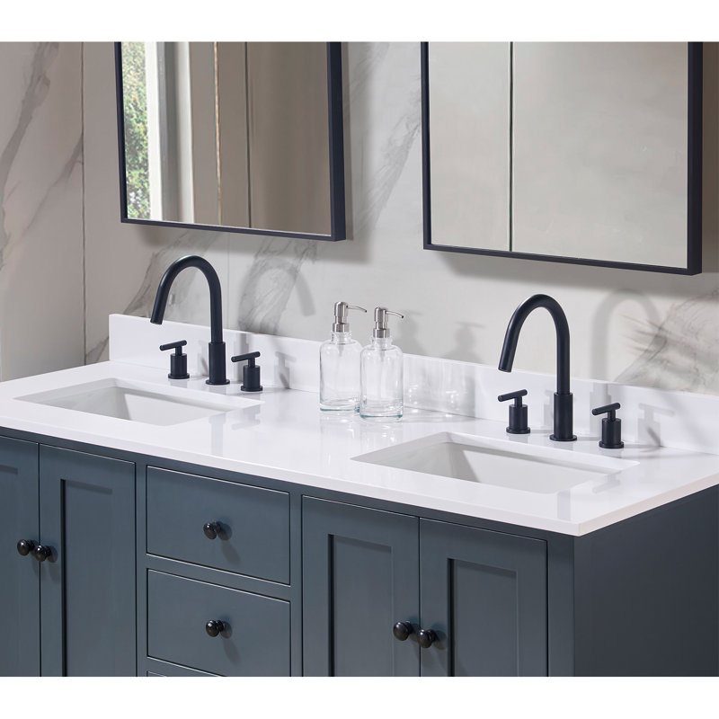 Andalo 61" Double Bathroom Vanity Top in Snow White with Sink