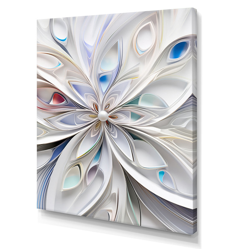 «White Cosmic Flowers - Fractals», reproduction d'art sur toile, Toile tendue, H 44 po x l 34 po x P 1,5 po