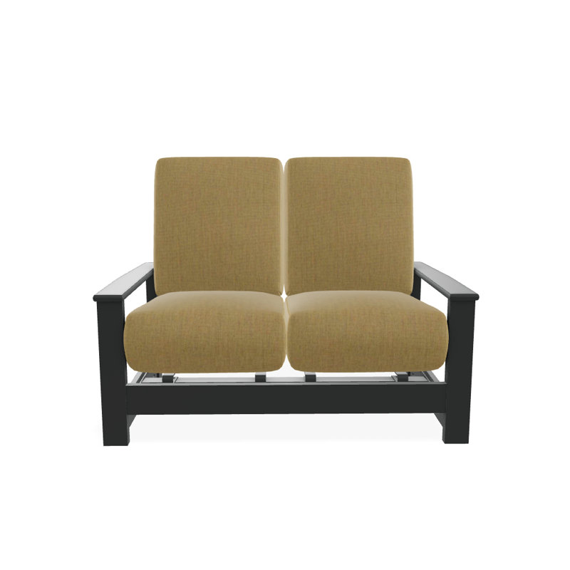 Leeward 56.5'' Wide Loveseat with Cushions, Graphite, Canvas Heather Beige Sunbrella® Canvas