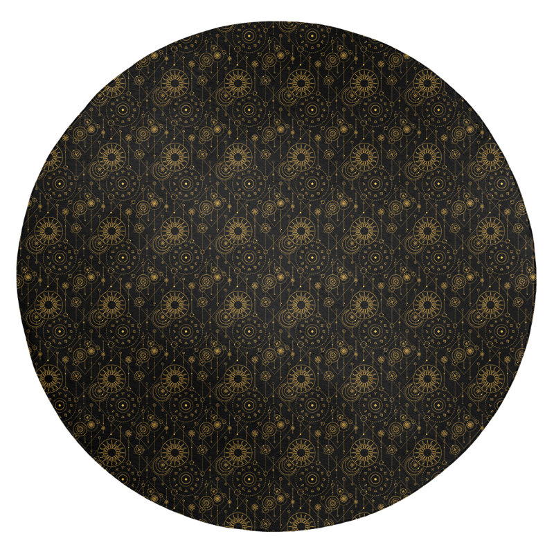 Chenille Toile Indoor Rug, Round 5'