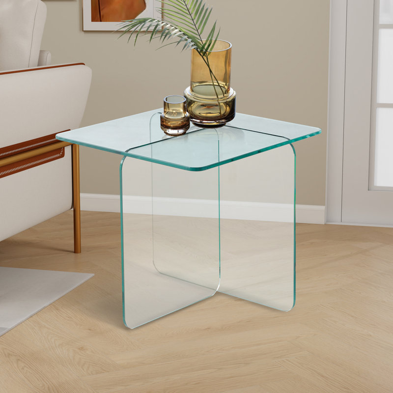 Glass Side Table Small Endtable, Transparent
