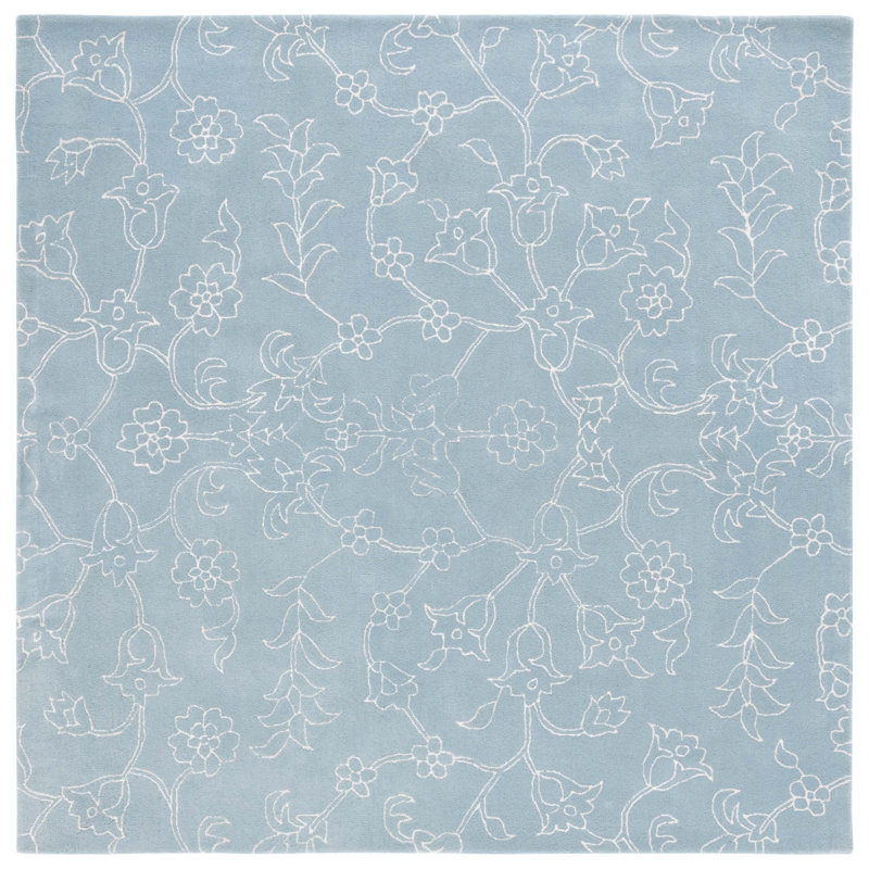 Fifth Avenue Hand Tufted New Zealand Wool Floral Rug, Square 7'