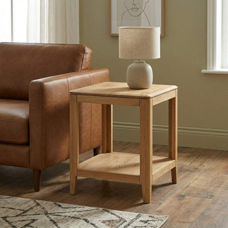 Remi Solid Wood End Table, Oak