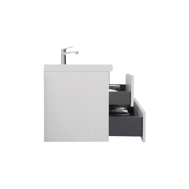 Meuble-lavabo mural 36 po, Blanc lustré