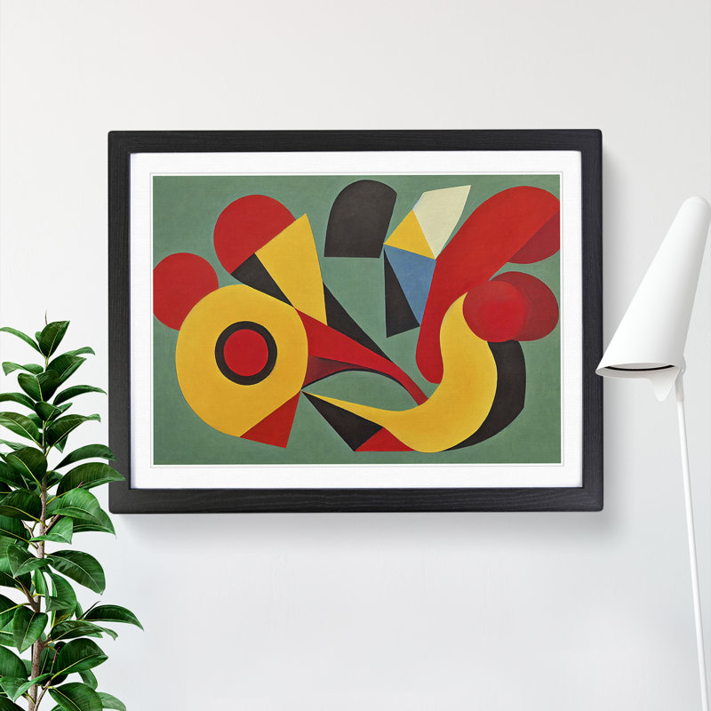 XH1022-7538X Rooster Abstract Vol.2 - Single Picture Frame Painting, 46cm H x 64cm W x 2cm D, Black 