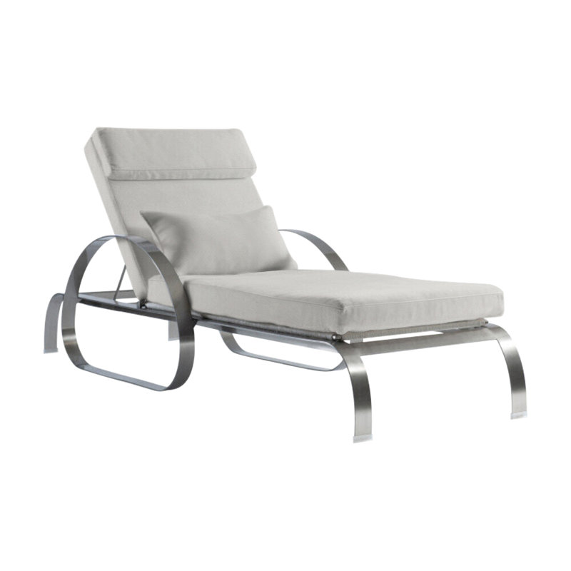 Malibu 87.5" Long Single Chaise with Cushions, Beige Linen 6025-012