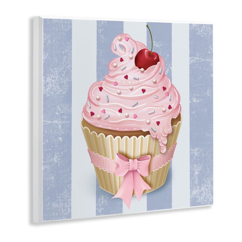 Plaque murale Pastel Cupcake with Bow, design par Lori Mosley