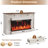 61" Electric Fireplace with Mantel, Freestanding Fireplace Heater TV Stand with 40" 3-Side Glass Insert for TVs Up to 70" with 2 Drawers for Living Room, Antique White