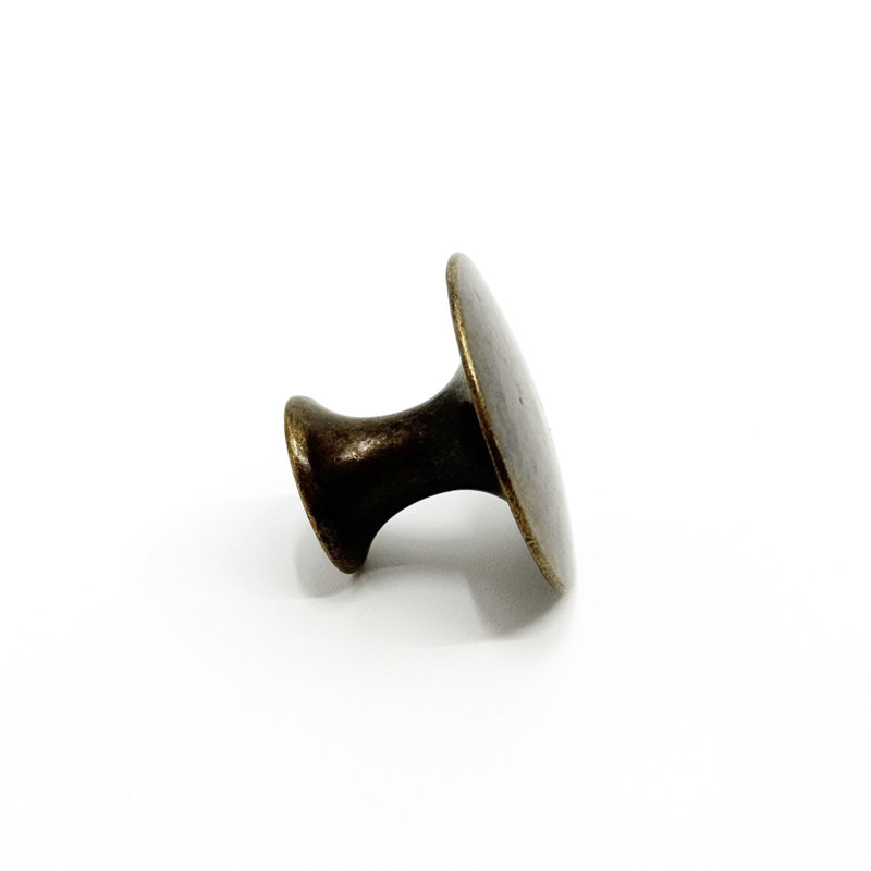 Worn Brass Round "Bari" Cabinet Knob
