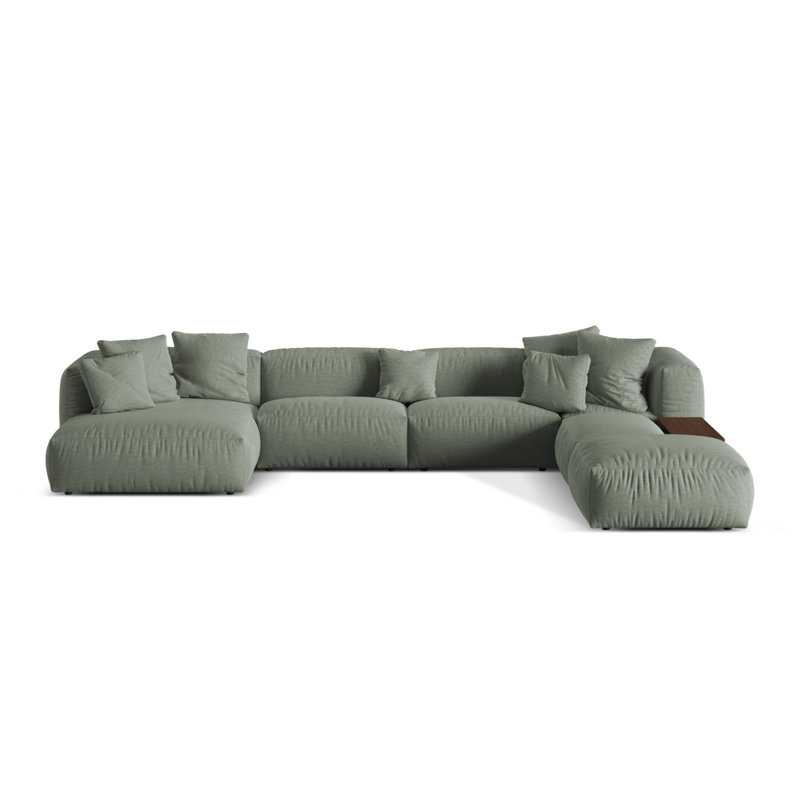 Bedar 5 Seater Velvet Corner Sofa , Right Hand Facing, Moss Green