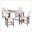 Ensemble de table de salle à manger 5 pièces à hauteur de comptoir, table de bar en faux marbre et 4 chaises rembourrées, ensemble de salle à manger moderne de style Mid-Century pour la salle à manger, cuisine de pub, petite place-120225771