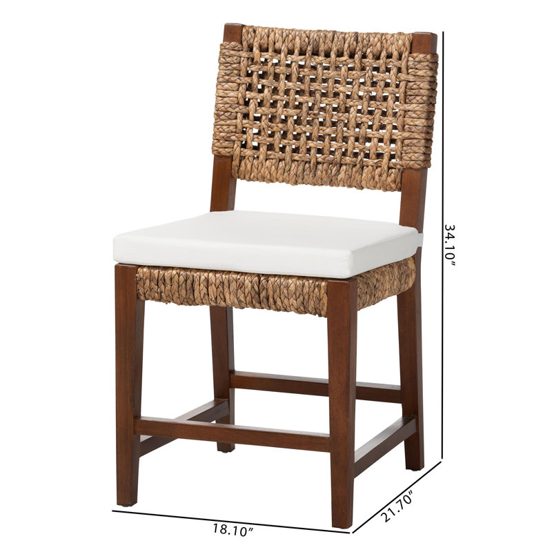 Bali & Pari Alise Handwoven Seagrass Dining Chair With Mahogany Wood Frame – Woven Back And Seat Chair For Dining Room Or Kitchen, Earthy Brown