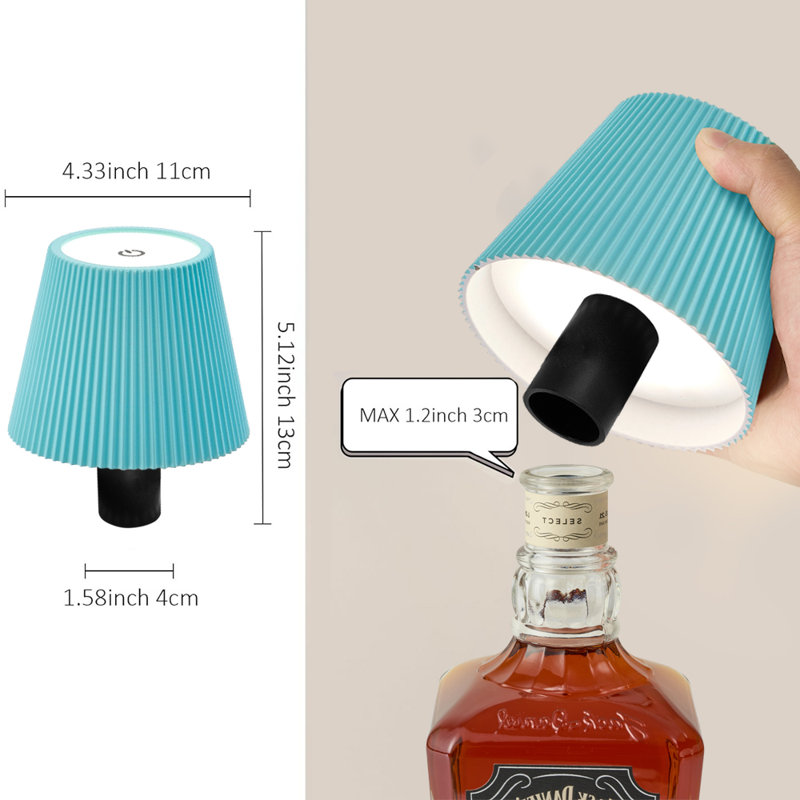 Wireless Dimmable LED Bottle Desk Lamp,3 Color Temperature,Dark Blue, Black, Navy