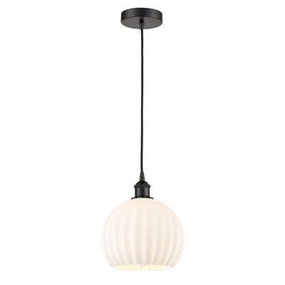 Edison White Venetian 1 Light 8" Cord Hung Mini Pendant-616-G1217