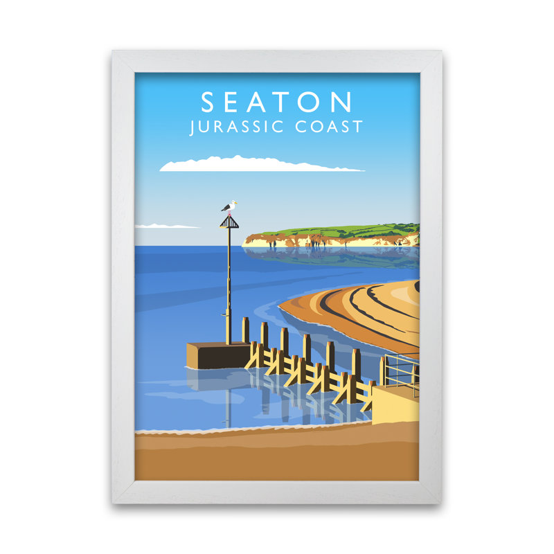 Seaton Jurassic Coast 1 Piece Wall Art, 29.7cm H x 21cm W x 3cm D, White Framed