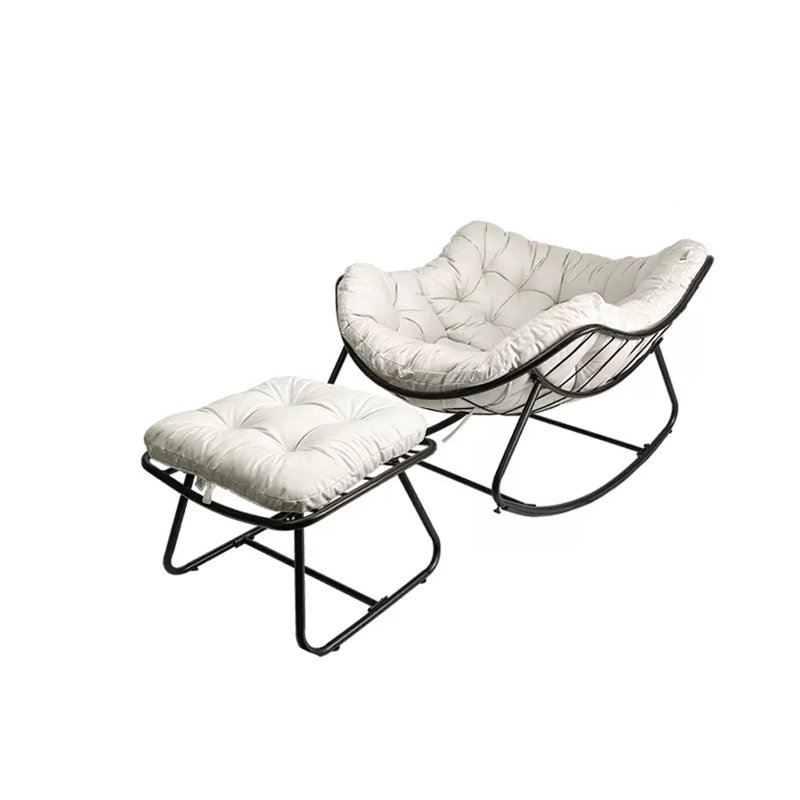 Chaise berçante Lazy Home, Noir, Blanc