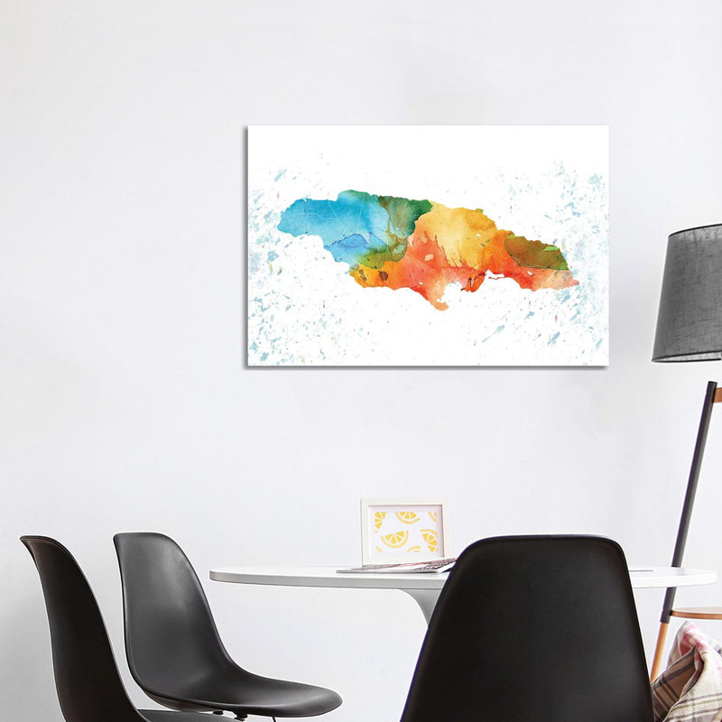 Jamaica Colourful Map - Wrapped Canvas Print, 66.04cm H x 101.6cm W