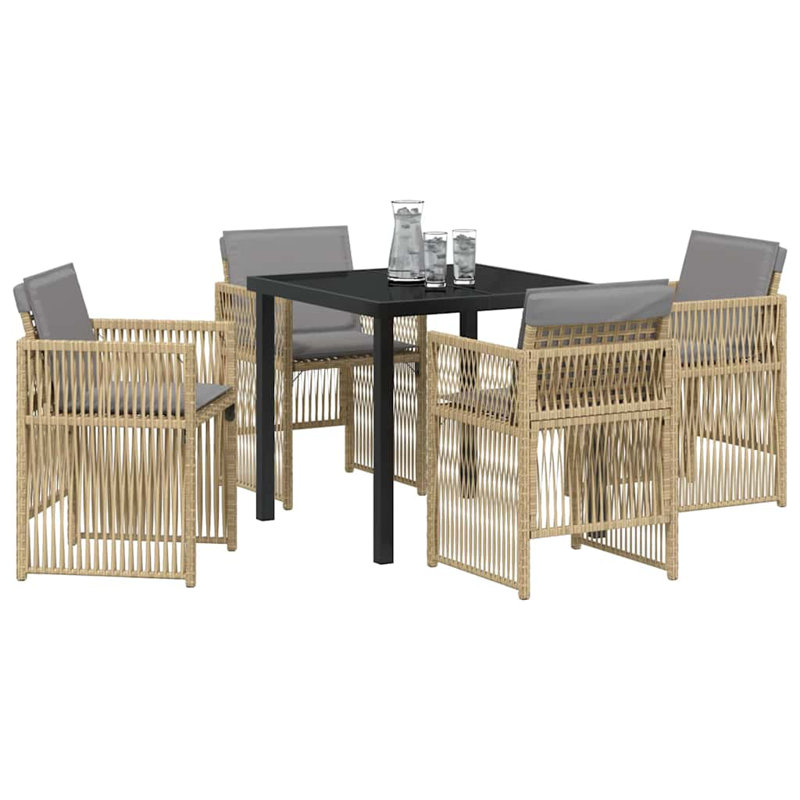 4 - Person Patio Dining Set with, 73cm H x 80cm W x 80cm D, Beige