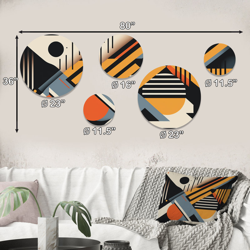 Graphic Retro Compositions I - Modern Geometric Metal Wall Décor