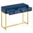 Modern console table with two storage drawers & stripe design, sleek entryway sofa table for living room & hallway, navy