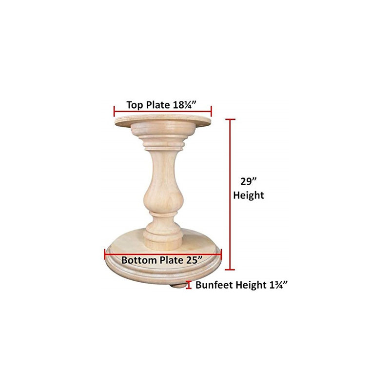 White Solid Hardwood 29" Tall Round Pedestal Table Base
