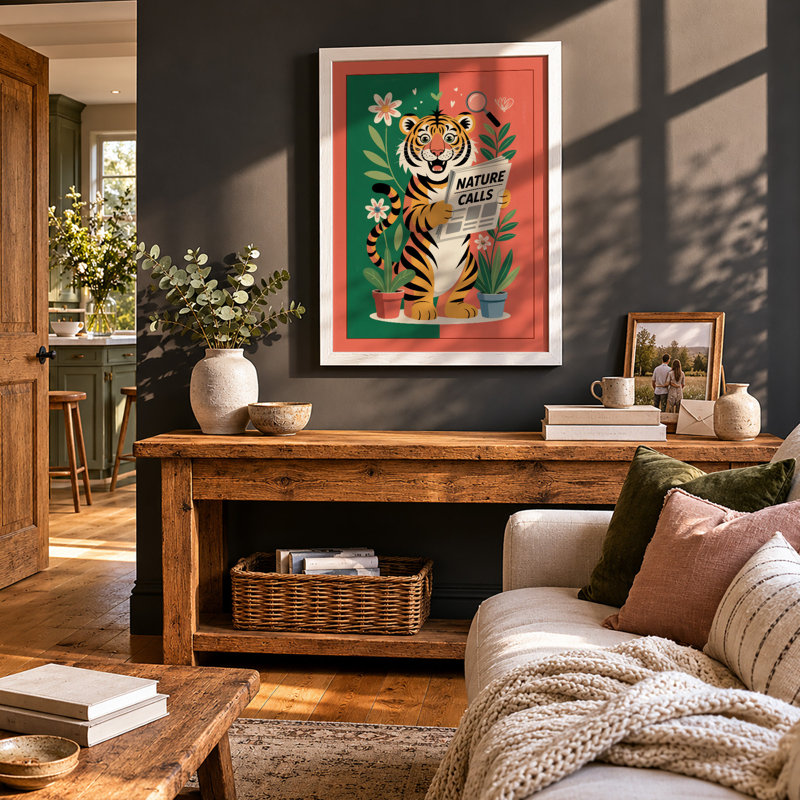 Nature Calls Modern - Framed Print, A3 - 42.0 x 29.7 cm, White