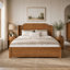 Lit plateforme Queen en bois massif, design minimaliste avec tête de lit finition marron, montage facile, sommier non requis, cadre de lit traditionnel en bois