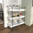 Nitra White Metal Rolling 3 Shelves Kitchen Storage Cart with Farm Fresh Design