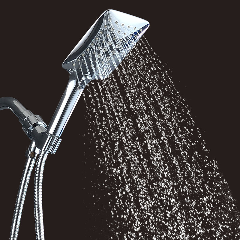Pomme de douche à main haute pression avec tuyau et support réglable - Finition chromée exquise