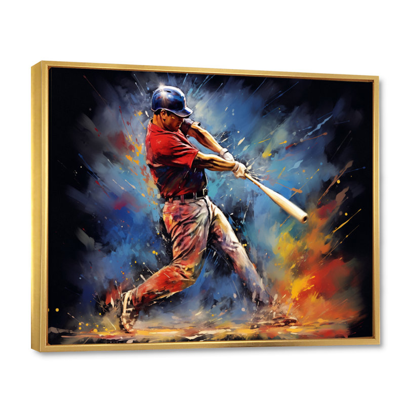 Beidleman Baseball Swing Of Emotion I, Cadre flottant doré, H 12 po x l 20 po x P 1 po