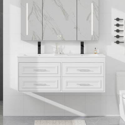 Ensemble meuble-lavabo simple de 122 cm avec lavabo en résine SMC