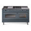 ILVE Nostalgie II 60 Dual Fuel Range, 5 Burners, Griddle, Frenchtop -1514149100-1514149103
