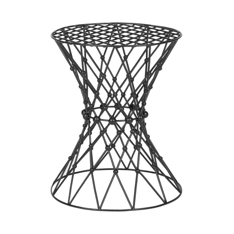 Tabouret décoratif en métal Grid, Black Matte
