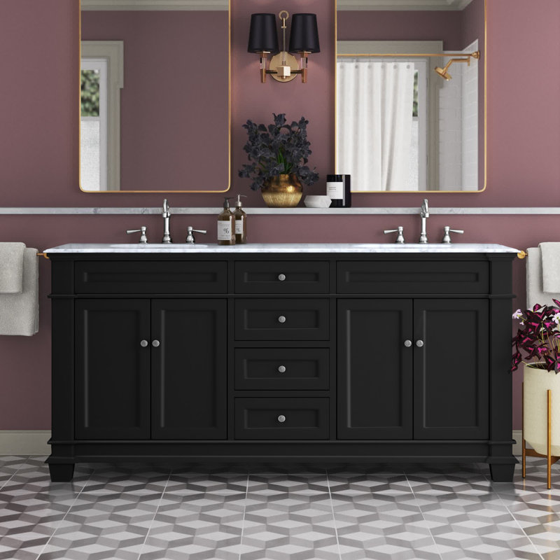 Ensemble de meuble-lavabo double 72 po Lydie, Noir