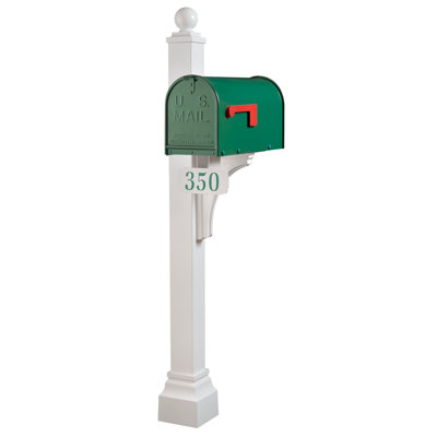 Janzer White Universal Post and Janzer Mailbox Package