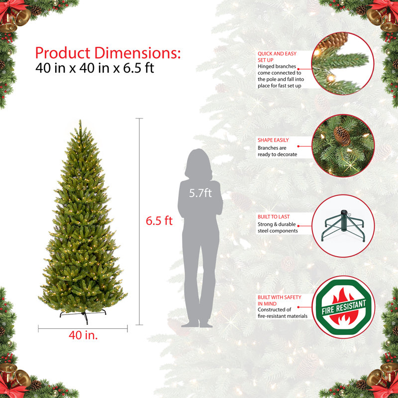 Lighted Artificial Fir Christmas Tree, 6.5ft H