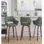 Tabouret de bar à hauteur fixe avec pivot en bois et tissu avec repose-pieds en métal chromé - ensemble de 2-125535799